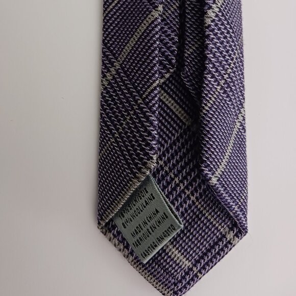Jones New York 7 Fold Silk Wool Jacquard Neck Tie Purplish Blue Hand Made - Picture 2 of 8